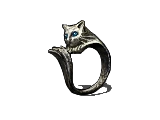Кольцо серебряной кошки