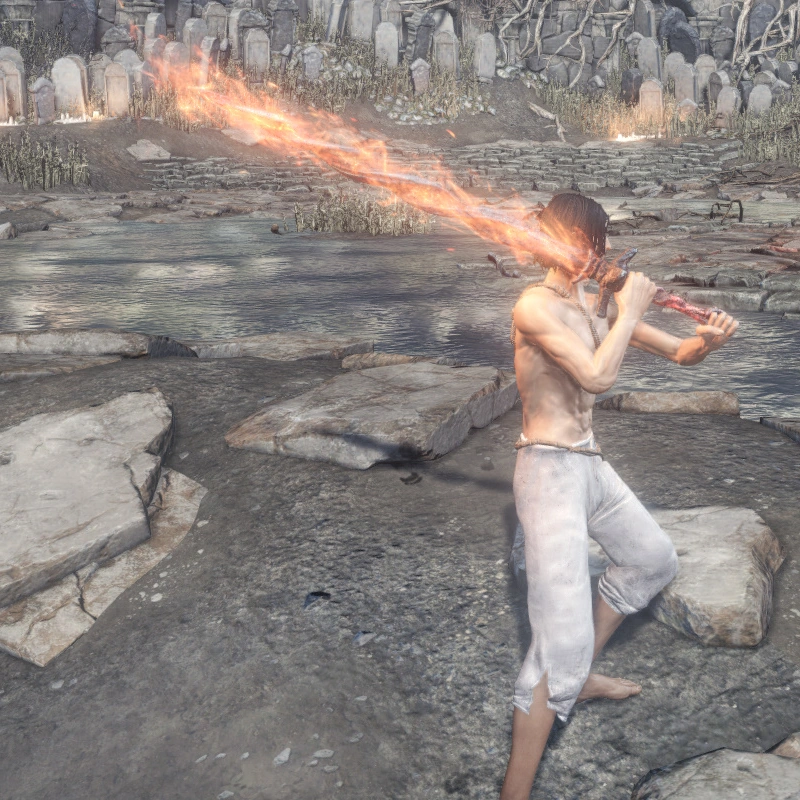 В горящем состоянии.