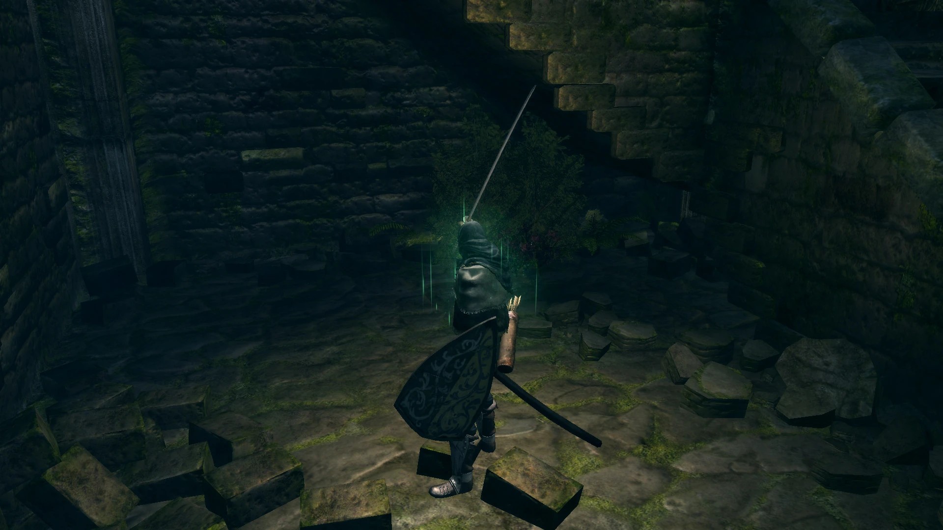 Кусты, за которыми находится знак призыва.