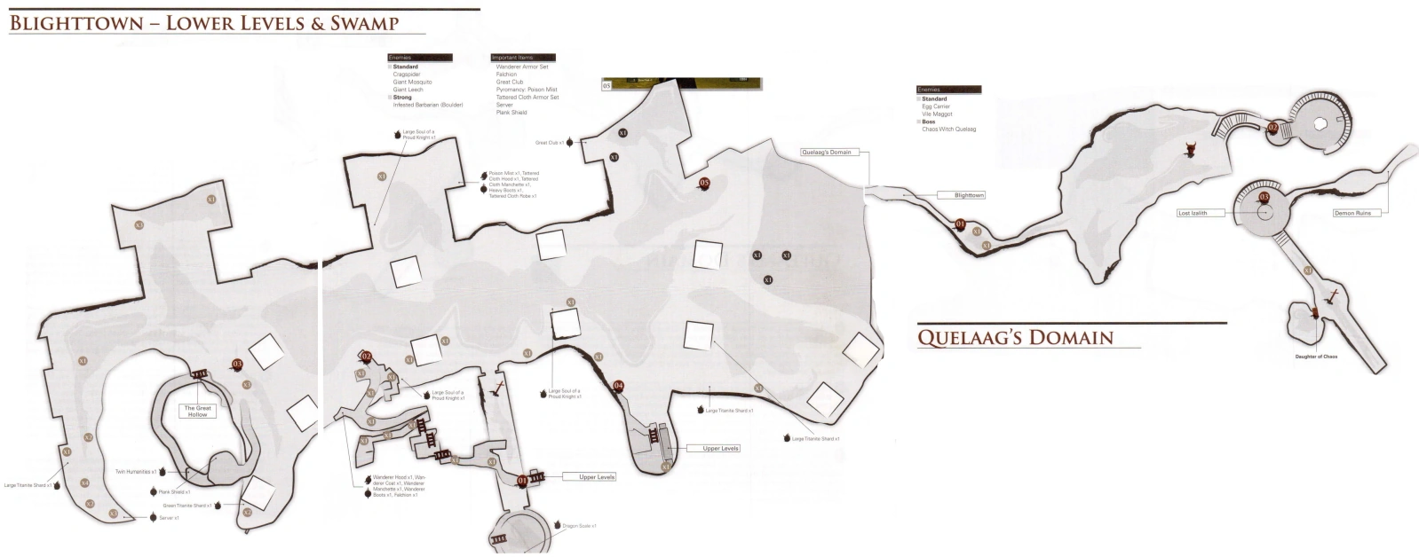 Карта нижнего уровня Чумного Города и Владений Квилег